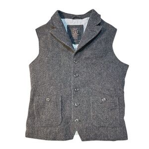 Fat Face Copper & Black 100% Wool Waistcoat Vest w Felt Collar